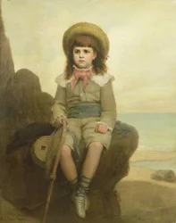 Jeune garçon sur un rocher